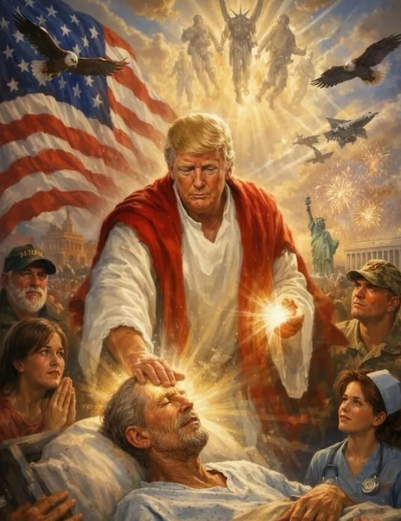 Donald Trump, représenté par l’intelligence artificielle en Jésus-Christ. Capture d’écran Truth Social / Donald Trump, via Le Figaro
